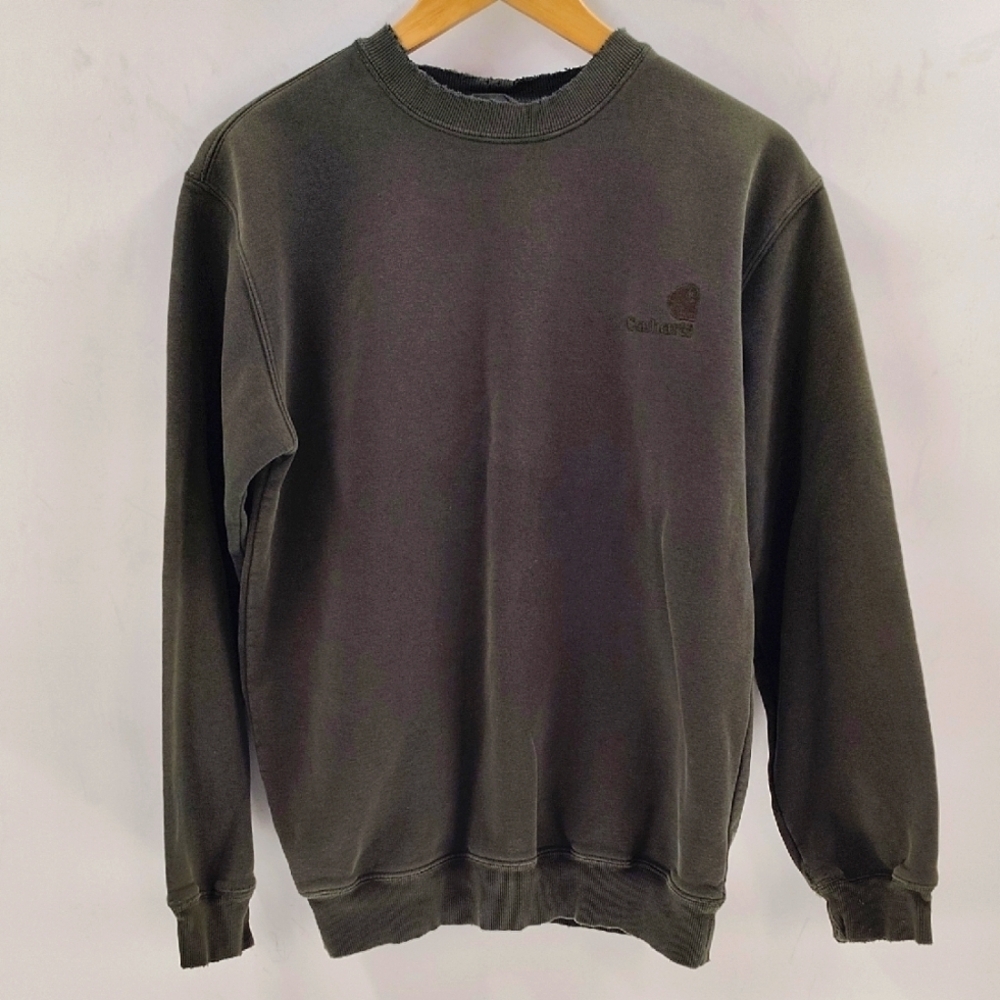 Carhartt Green Size Small Mens Pullover Sweatshirt Distressed Collar